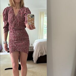 ba&sh Red Floral Mini Dress